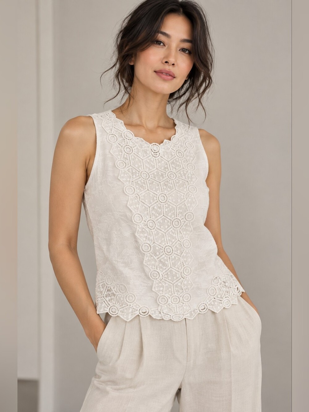 REBECCA TAYLOR WHITE TEXTURED TOP SIZE MEDIUM